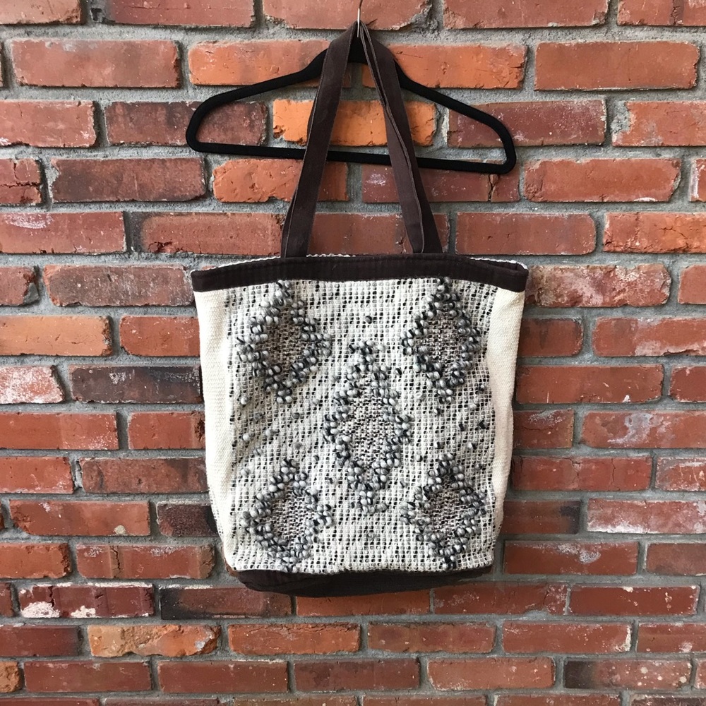 Lovestitch Oversized Wool and Leather Tote Bag